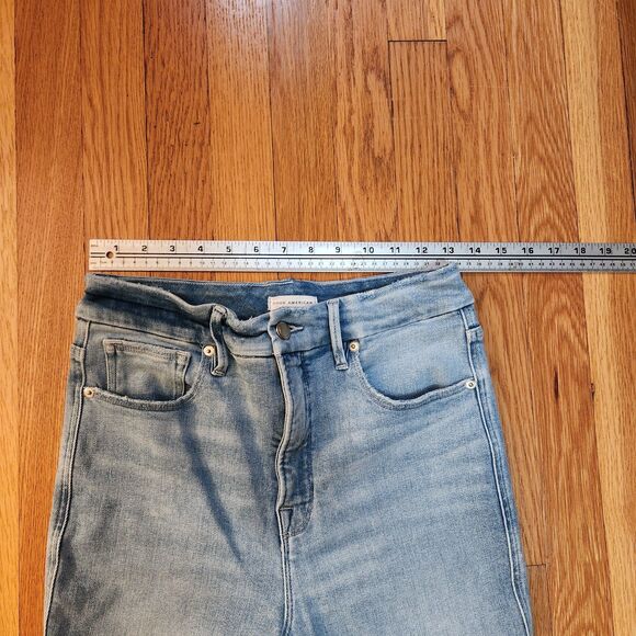 Good American Good Curve Straight Jeans Indigo 390 Light Blue Summery, Sz 29 - Picture 5 of 8